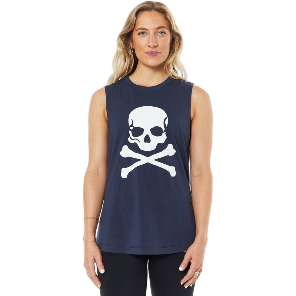 🐾SOUL by SoulCycle Navy Evelyn Skull Graphic Tank Top size S NWT
